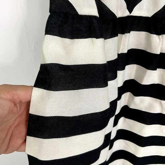 LOFT Striped Flare Dress, black & ivory, size 6 - Picture 4 of 12